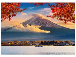 Kép - japán, Fuji hegy (üvegen) (70x50 cm)