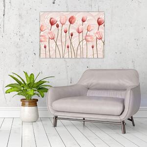 Kép - rózsaszín tulipán (üvegen) (70x50 cm)