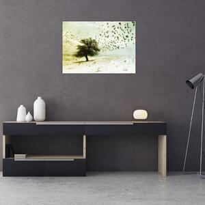 Kép - Festett madárállomány (70x50 cm)