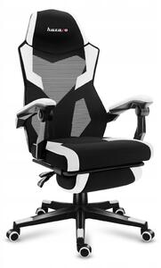 Gamer Szék, Lábtartó, Lélegző Anyag, Ergonómikus Kartámaszok, Fekete-fehér