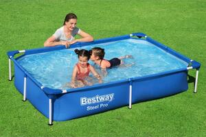 Bestway Steel Pro 56401 / 23 kerti medence Fémvázas medence Négyszögletes 1200 L Kék