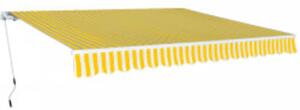 VidaXL sárga-fehér kézi működtetésű összecsukható napellenző 600 cm