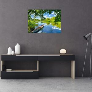 Egy nyári folyó képe hajóval (70x50 cm)