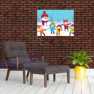 Kép - Téli gyerekes mulatságok (70x50 cm)