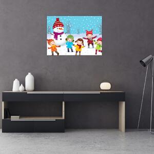Kép - Téli gyerekes mulatságok (70x50 cm)