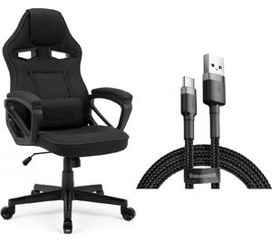 SENSE7 Knight Gamer szék - fekete textil + USB kábel