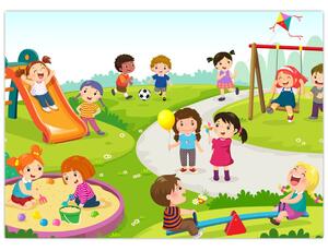 Kép a gyermekek szórakozásáról a homokozóban (70x50 cm)