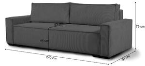Sötétszürke kinyitható háromüléses kanapé SMART