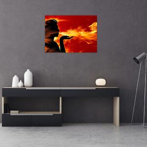 Egy nő képe lángokkal (70x50 cm)