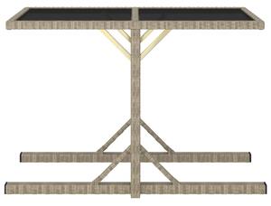 VidaXL bézs üveg és polyrattan kerti asztal 110 x 53 x 72 cm