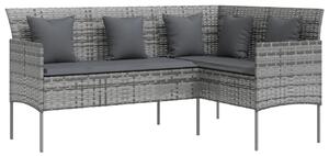 VidaXL 5 személyes szürke polyrattan L-alakú kanapészett párnákkal