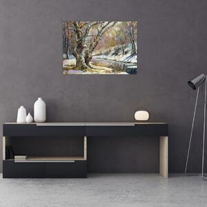 Egy festett téli táj képe (70x50 cm)