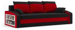 HEWLET MODEL 2 nagyméretű kanapé polccal Fekete /piros