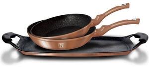 BerlingerHaus BH/1669 Metallic Line Rose Gold Edition Serpenyő-Grill Sütőlap Szett - Kovácsolt Alumínium, Rose Gold