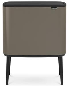 BRABANTIA Bo Touch Bin nyomófedeles hulladékgyűjtő magasított lábakon álló műanyag tartály 36L - R méret acél platinaszürke - 315787