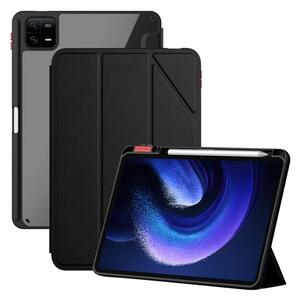 Nillkin BEVEL tok álló, bőr hatású (aktív FLIP, oldalra nyíló, TRIFOLD, asztali tartó, ceruza tartó) FEKETE Xiaomi Pad 6 (GP-146548)