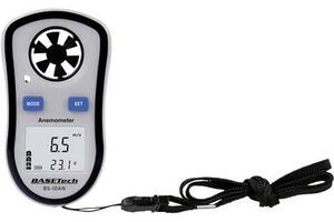 Szélmérő, légsebességmérő anemométer, hőmérő funkcióval 0,1 - 30 m/s-ig Basetech BS-10AN