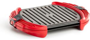 LÉKUÉ LK888342 Grill XL mikrohullámú sütőlap szürke-piros