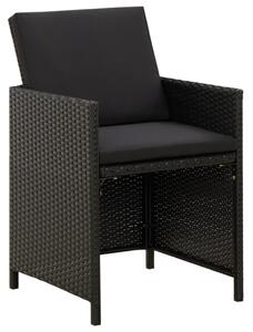 VidaXL 2 db fekete polyrattan kerti szék párnával