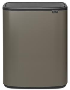 BRABANTIA Bo Touch Bin nyomófedeles hulladékgyűjtő XXL padlón álló műanyag tartály 2x30L - O méret acél platinaszürke - 221521