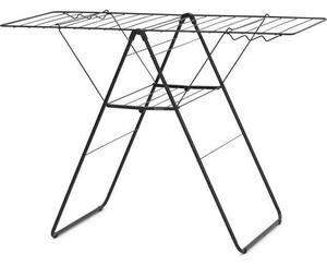 Brabantia HangOn Drying Rack ruhaszárító állvány, 20m szárítási hossz, 6db ruhaakasztó kampó, 12kg teherbírás, összecsukható, acél, matt fekete - 403408