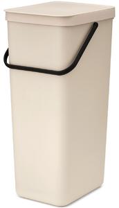 Brabantia Sort & Go konyhai szemetes felnyitható fedéllel, fogantyúval szelektív és komposzt gyűjtéséhez, 40L - L méret, világos bézs - 251788