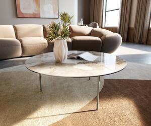 DELIFE Dohányzóasztal Edge kerek 90x90 cm kerámia Minas Melange Trive fém titán effektfinish