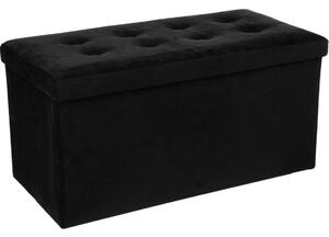 Puff De Terciopelo Lysandre - Negro - 75,7x37,5x38cm Atmosphera