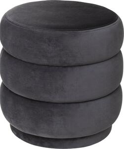 Puff De Terciopelo Sinan - Gris - D 40 X H 40 Cm Atmosphera