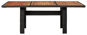VidaXL fekete polyrattan kerti étkezőasztal 200 x 100 x 74 cm