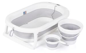 CHIPOLINO Bubble Spa összecsukható kád vízhőmérővel vödörrel és öblítőpohárral 83 cm - light grey