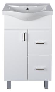 VivaStyle BIANKA 55 lábon álló fürdőszobabútor 2 fiókos Sanovit ALBATROS 10055 mosdókagyló 55x45 cm