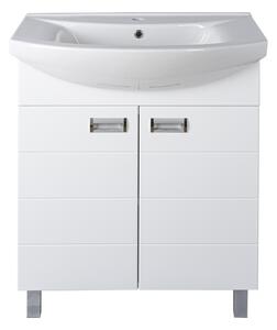 Viva SZQUARE 55 lábon álló fürdőszobabútor Sanovit ZENON 6055 porcelán mosdóval 55 x 44 cm