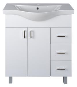VivaStyle BIANKA 80 lábon álló fürdőszobabútor 3 fiókos Sanovit ALBATROS 10080 mosdóval 80 x 46 cm