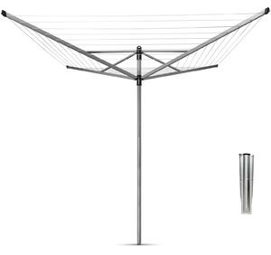 Brabantia Rotary Dryer Lift-O-Matic kerti ruhaszárító 60m, UV-álló, forgatható, D=45mm, állítható magasság, rögzítése földbe szúrható fém konzollal, metál szürke - 311000