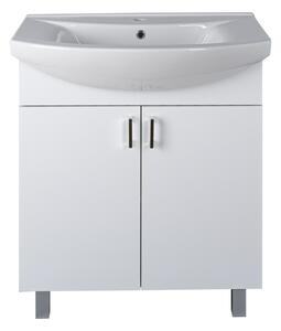 VivaStyle EKONOMIK 75 lábon álló 2 ajtós fürdőszobabútor Sanovit ZENON 6075 mosdóval 75 x 50 cm