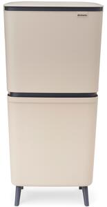 BRABANTIA SortUp Recycle Bin Hi 2 szintes szelektív hulladékgyűjtő torony lábakon felhajtható fedéllel 20+25L műanyag világos bézs 275005 BR275005