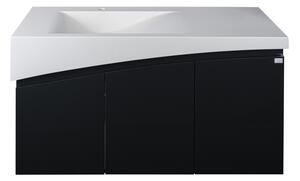 TMP SMYRNA 120 - FEKETE - fali fürdőszobabútor - Akrivit öntött műmárvány mosdóval - 120 x 48,5 cm