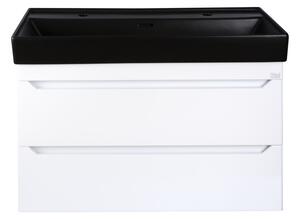 TMP SHARP 100D fali fürdőszobabútor - CeraStyle SHARP FEKETE DUPLA csaplyukas mosdóval - 100 x 48 cm