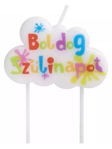 Felhő alakú gyertya Boldog szülinapot felirattal - 10 cm