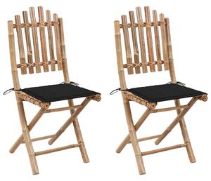 VidaXL 2 db összecsukható bambusz kerti szék párnával