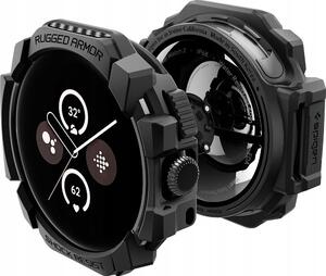 Spigen RUGGED ARMOR műanyag óra keret (ütésállóság) FEKETE Google Pixel Watch 3 41mm (ACS07555)