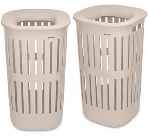 Brabantia Collect-It Laundry Basket Set of 2, magasított szennyestartó kosár szett levehető Quick-Drop fedővel, 2db-os, 55L, szellőző test, újrahasznosított műanyag, világos bézs - 247866