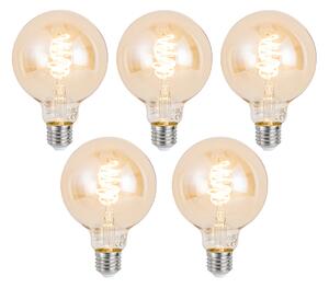 5 db Okos E27 Dimmelhető LED Izzó G95 Borostyán 4.9W 320lm 2500K