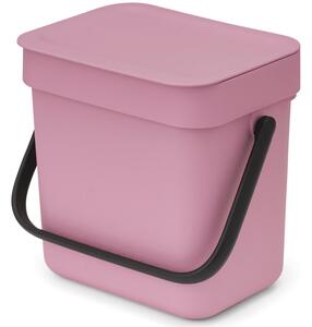 Brabantia Sort & Go konyhai szemetes felnyitható fedéllel, fogantyúval szelektív és komposzt gyűjtéséhez, 3L - A méret, rózsaszín-lila - 255427