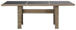 VidaXL barna üveg és polyrattan kerti étkezőasztal 200 x 100 x 74 cm
