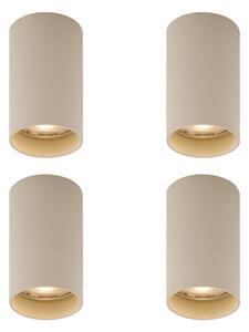 4 darabos modern bézs színű, felületre szerelhető spotlámpa készlet GU10 50mm kerek - Tuba