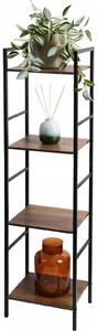 Metalowy regał do salonu z 4 półkami z MDF, 29,5 x 23,5 x 106,5 cm