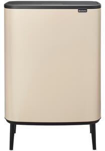 Brabantia Bo Touch Bin Hi hulladékgyűjtő Soft-Close fedéllel, magasított, lábakon álló, műanyag tartály, XXL, 60L - M méret, acél, világos bézs - 247941