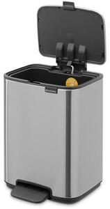 Brabantia Bo Pedal Bin pedálos hulladékgyűjtő szagmentesen záródó Soft-Close fedél, karcsú, négyzetes forma, műanyag tartály, 4L - A méret, acél, selyem ujjlenyomatmentes - 237843